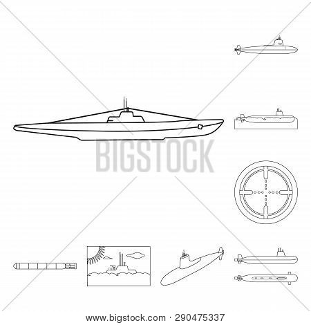 Vector Design Of Boat And Navy Icon. Set Of Boat And Deep   Stock Vector Illustration.