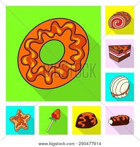 Vector Illustration Of Confectionery And Culinary Logo. Set Of Confectionery And Colorful Vector Ico