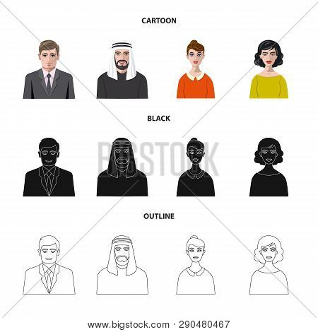 Vector Design Of Hairstyle And Profession  Logo. Set Of Hairstyle And Character  Vector Icon For Sto