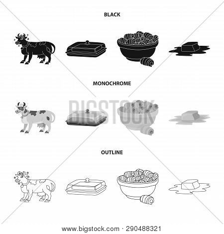 Vector Illustration Of Creamy And Product Sign. Set Of Creamy And Farm Stock Symbol For Web.