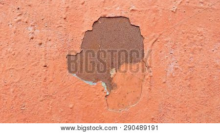 Rusty Metal Background. Rust Texture. Demage Paint Wall. Place For Copy Space.