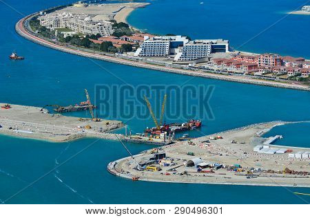 Dubai, Uae - Dec 9, 2018. Aerial View Of Construction On Artificial Island In Dubai, Uae. Dubai Is A