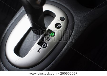 Put A Gear Stick Into R Position, (reverse) Symbol In Auto Transmission Car.