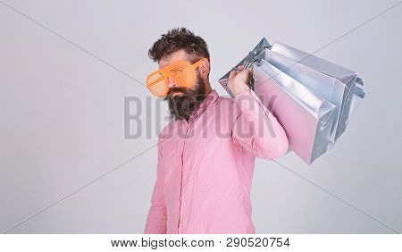 Shopping On Black Friday. Happy Shopping With Bunch Paper Bags. Shopping Addicted Consumer. How To G