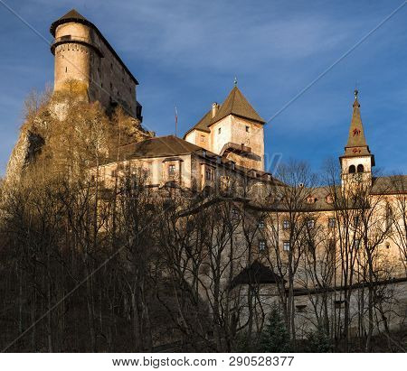 Orava Castle In Village Oravsky Podzamok, Slovakia