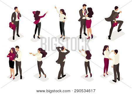 Set Of Vector Businessmen In Suits. Manager, Employee, Recruiter, Big Boss, Business Lady.