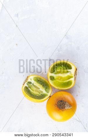 Lulo Fruit On White Background (solanum Quitoense)