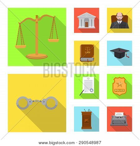 Vector Design Of Law And Lawyer Icon. Collection Of Law And Justice Vector Icon For Stock.