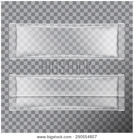 Spaghetti, Capellini, Pasta. Transparent Package, Isolated On Transparent Background. Vector Mock Up