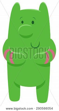 Cartoon Illustration Of Cute Pink Green Fantasy Character
