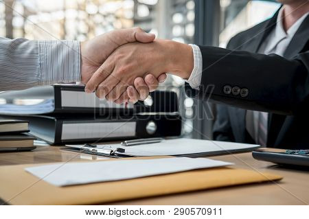 Handshake After Finishing Conversation Businessman Sending A Resignation Letter To Employer Boss In 