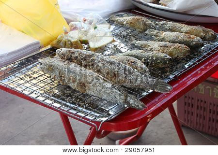 Grillet saltet stribet slange-hoved fisk