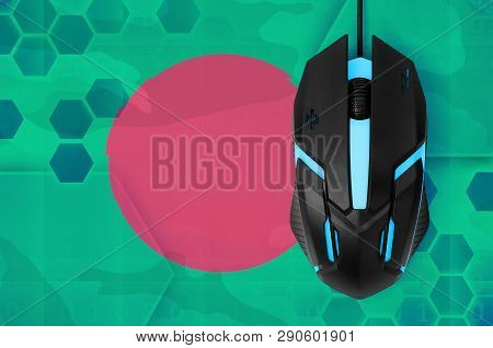 Bangladesh Flag  And Computer Mouse. Concept Of Country Representing E-sports Team