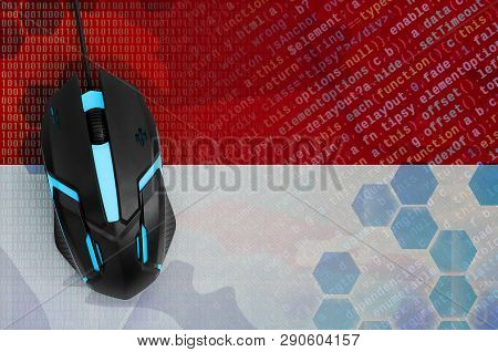 Indonesia Flag  And Computer Mouse. Digital Threat, Illegal Actions On The Internet