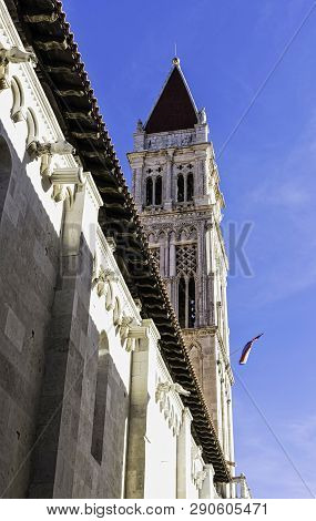 Trogir, Dalmatia, Croatia - October 29: Cathedral Of St. Lawrence In Historic City Of Trogir On Octo