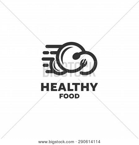 Health Food And Fast Logo Template, Black And White Style