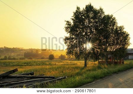 Sunrise In The Russian Old-believer Village Visim, Situated In Ural Mountains. Sverdlovsk Region, Ru
