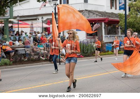 Frankenmuth, Michigan, Usa - June 10, 2018 The Vassar High School Marching Band Perform  At The Bava