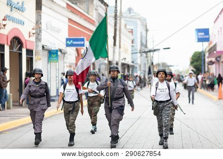 Matamoros, Tamaulipas, Mexico - November 20, 2018: The November 20 Parade, Members Of The Pentathlon