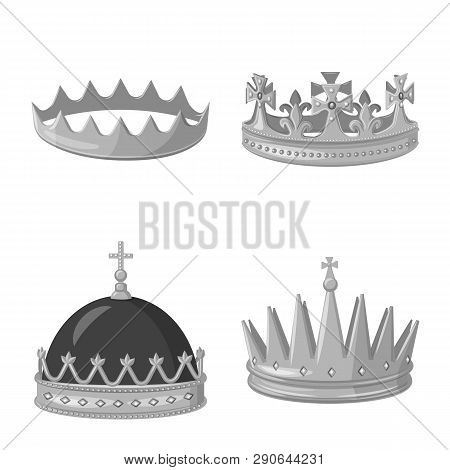 Vector Illustration Of Jewel And Vip Logo. Set Of Jewel And Nobility Stock Vector Illustration.