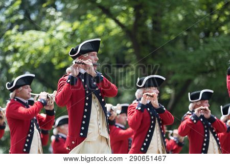 Washington, D.c., Usa - July 4, 2018, The National Independence Day Parade, The Old Guard Fife And D