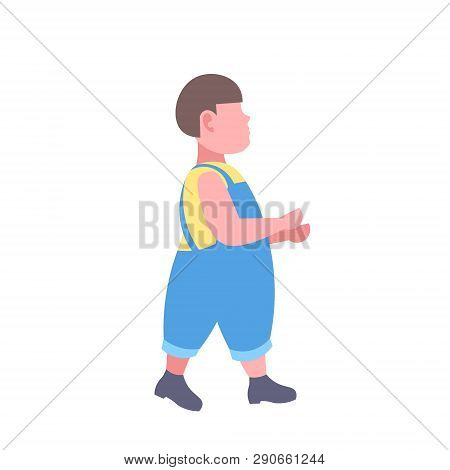 Fat Boy Walking Obese Character Concept Full Length Flat