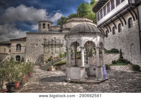 View To Bigorski Monastery St John The Baptist At Rostusha, North Macedonia