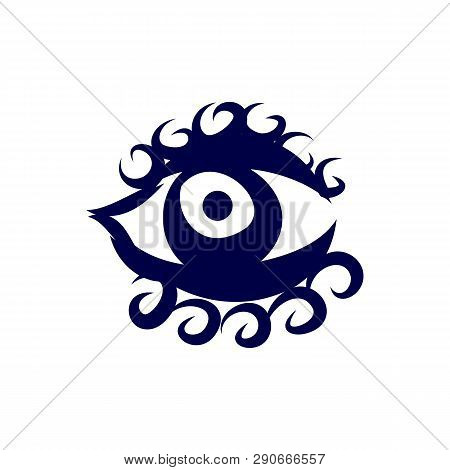 Illustration Of Human Eye Icon On White Background. Sketch For Tattoo, Hipster T-shirt Design, Vinta