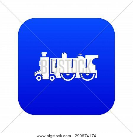 Old Steam Locomotive Icon Blue Vector Isolated On White Background