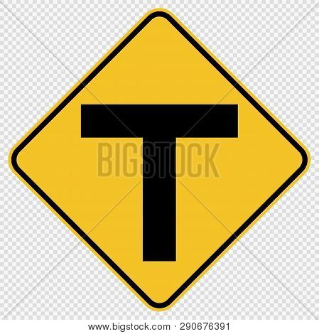 T-junction Traffic Road Sign On Transparent Background