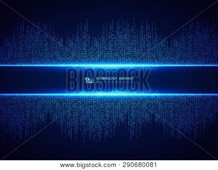 Abstract Blue Technology Of Square Connection Pattern Background. You Can Use For Futuristic Graphic