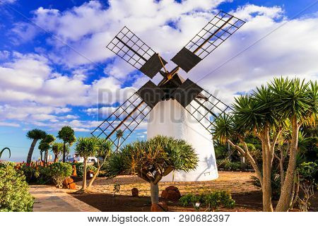landmarks of Fuerteventura - traditional windmill in Antigua village, Canary islands