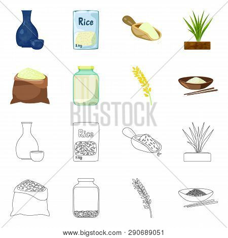 Vector Illustration Of Crop And Ecological Symbol. Set Of Crop And Cooking Stock Vector Illustration