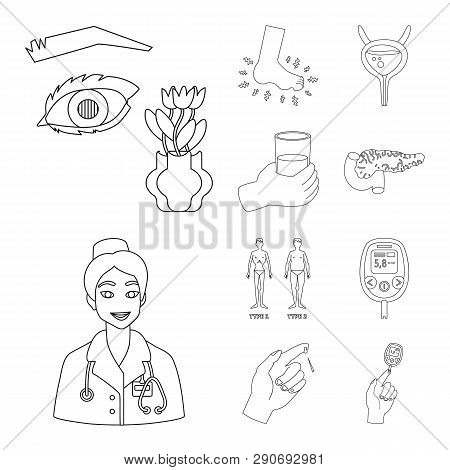 Isolated Object Of Mellitus And Diabetes Symbol. Set Of Mellitus And Diet Stock Symbol For Web.