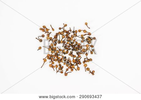 Indian Rose Chestnut Or Nagakesar (mesua Ferrea) Seeds On A White Background