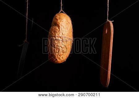 Breads Concept Of Teasty Home Food Close Up On Black Background