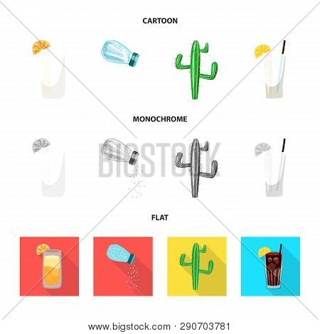 Vector Design Of Cafe And Latin Sign. Set Of Cafe And National Stock Vector Illustration.