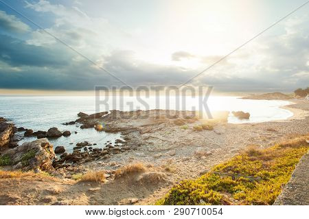 Sea Beach With Stownes And Summer Sky