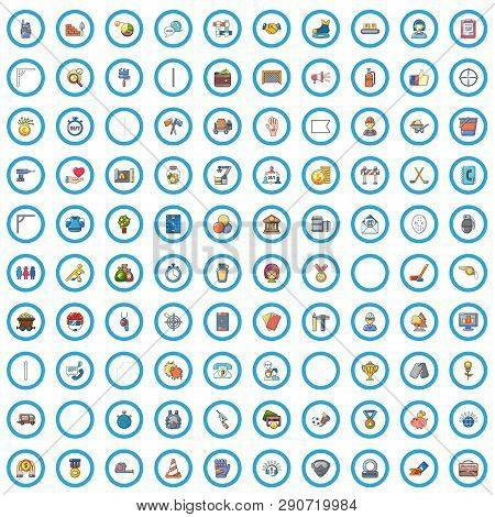 100 Leader Team Icons Set. Cartoon Illustration Of 100 Leader Team Vector Icons Isolated On White Ba
