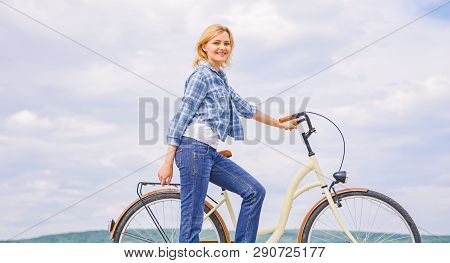 Girl Ride Cruiser Model Bicycle. Healthiest Most Environmentally Friendly And Most Satisfying Forms 