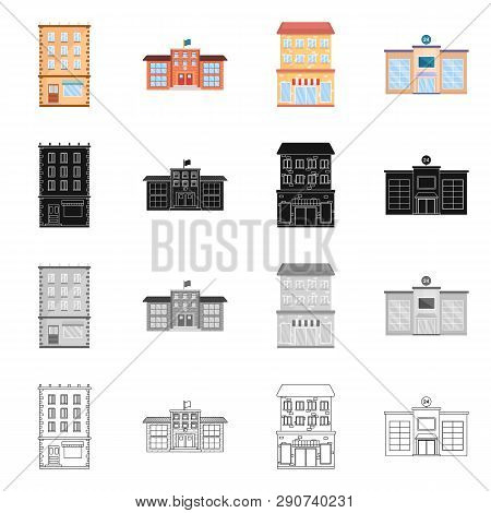 Vector Illustration Of Municipal And Center Symbol. Set Of Municipal And Estate   Stock Vector Illus