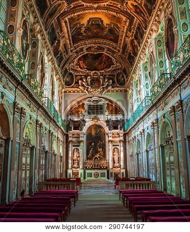 Interiors And Details Of Castle Of Fontainebleau, France