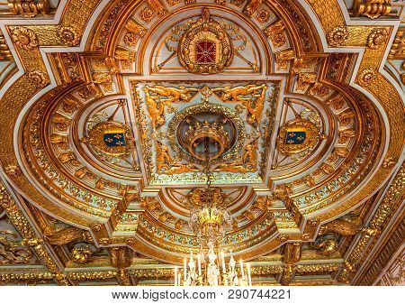 Interiors And Details Of Castle Of Fontainebleau, France
