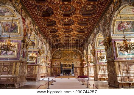 Interiors And Details Of Castle Of Fontainebleau, France