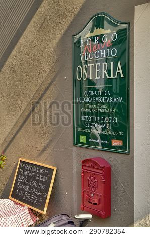 Neive, Piedmont, Italy. October 2018. There Are Several Restaurants Offering Typical Products Of The