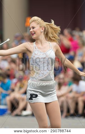 Indianapolis, Indiana, Usa - May 26, 2018, Purdue University Cheerleaders Perform At The Indy 500 Pa