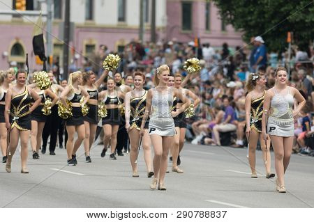 Indianapolis, Indiana, Usa - May 26, 2018, Purdue University Cheerleaders Perform At The Indy 500 Pa