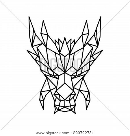 Low Polygon Style Illustration Of A Head Of A Dragon, A Serpent-like Legendary Creature That Appears