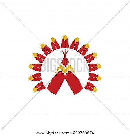 Indian American Sioux Teepee And Eagle Feathers