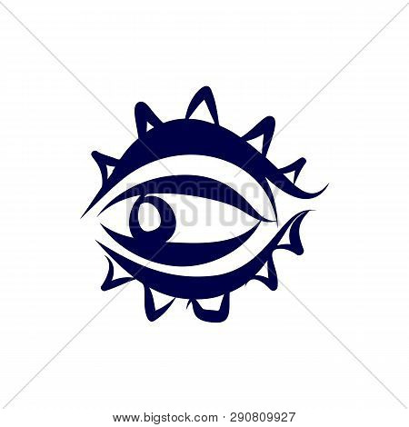 Illustration Of Abstract Human Eye Icon. Isolated On White Background. Sketch For Tattoo, Hipster T-